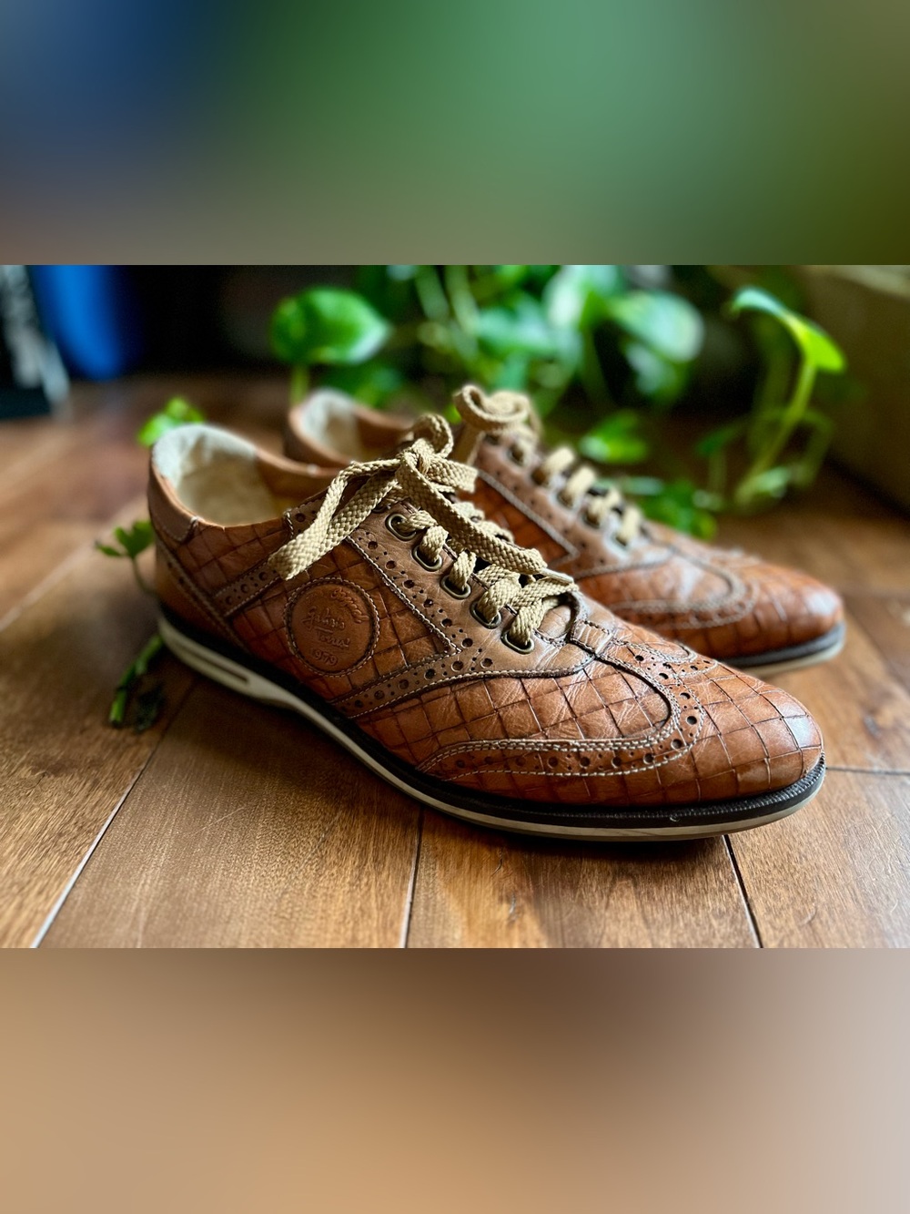 Wingtip Sneakers in Cognac Brown